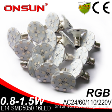 Manufacture china 24v E14 RGB 16SMD 5050 lamps ferris wheel decoration amusement park rides led light bulbs
